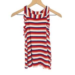 Altar'd State High Neck Sleeveless Ruffle Stripe Tank Blouse size Small